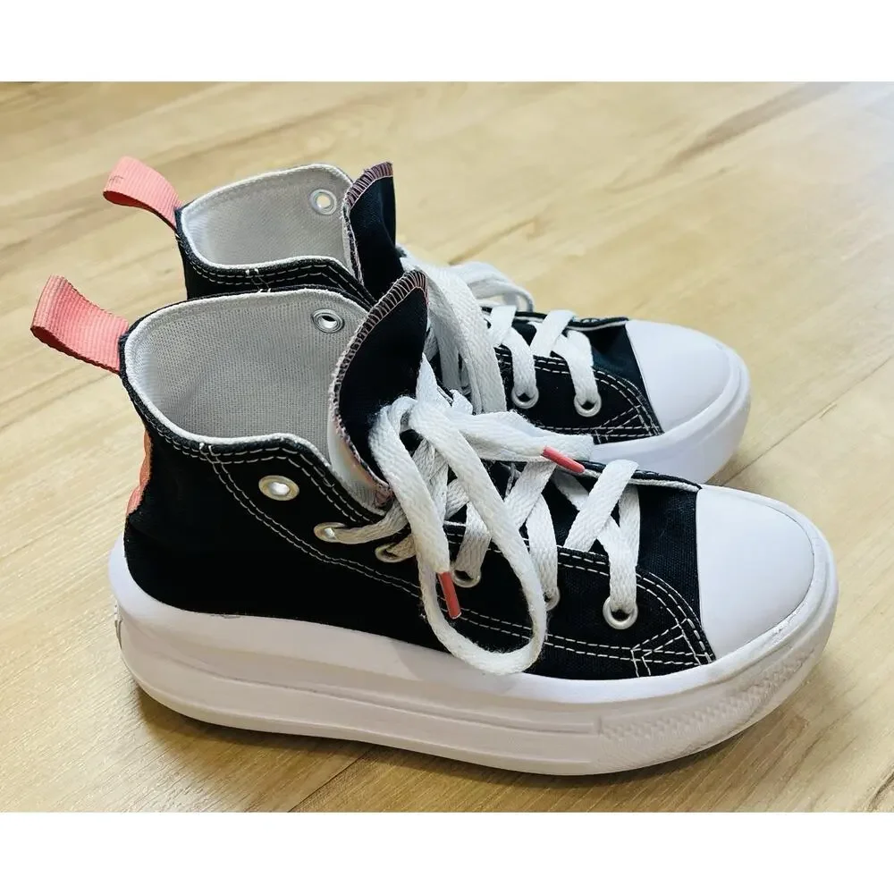 GIRLS' CONVERSE LITTLE KID CHUCK TAYLOR MOVE PLATFORM SNEAKERS Sz 13